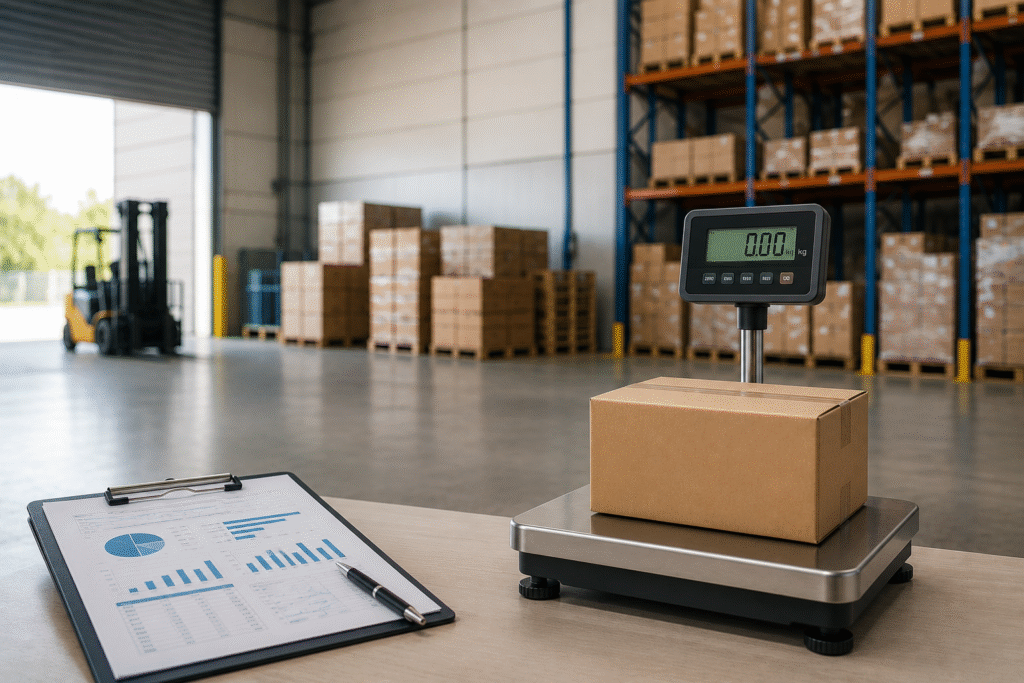 Industrial weighing equipment in a warehouse from a trusted weighing scale supplier